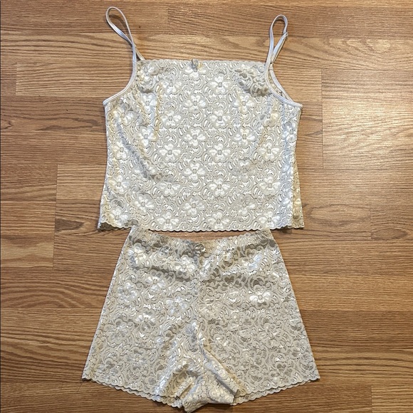 eva cervantes Other - Vintage 90s Eva Cervantes cream nylon strap night wear set
